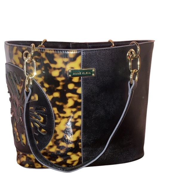 Anne Klein Cheetah Print Shoulder Bag-Purse-Tote Double Straps Gold Accents - Picture 3 of 12